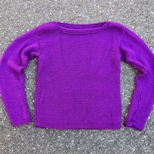 Vintage 70s 80s Handmade Purple Square Neck Soft Acrylic Sweater Medium
